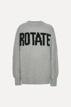 Knitwear|Tops-ROTATE Birger Christensen Knitted Logo Sweater Light Grey Alloy (Light Gray) color