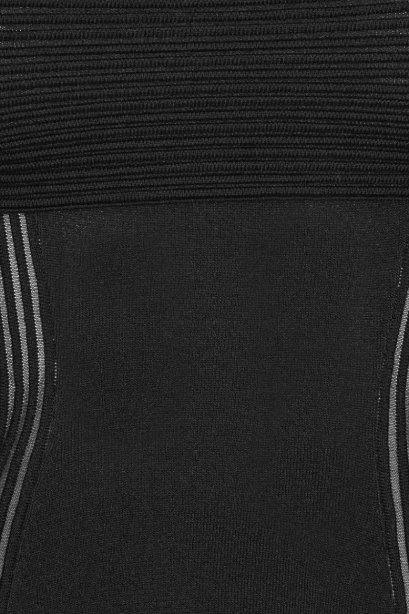 Tops-ROTATE Birger Christensen Knitted Off-shoulder Top Black Black color