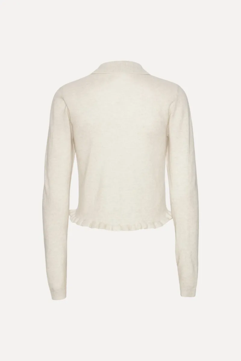 Knitwear|Tops-ROTATE Birger Christensen Knitted Polo Cardigan Light Grey Light Grey color