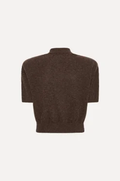 Tops-ROTATE Birger Christensen Knitted Polo Dark Brown Potting Soil color