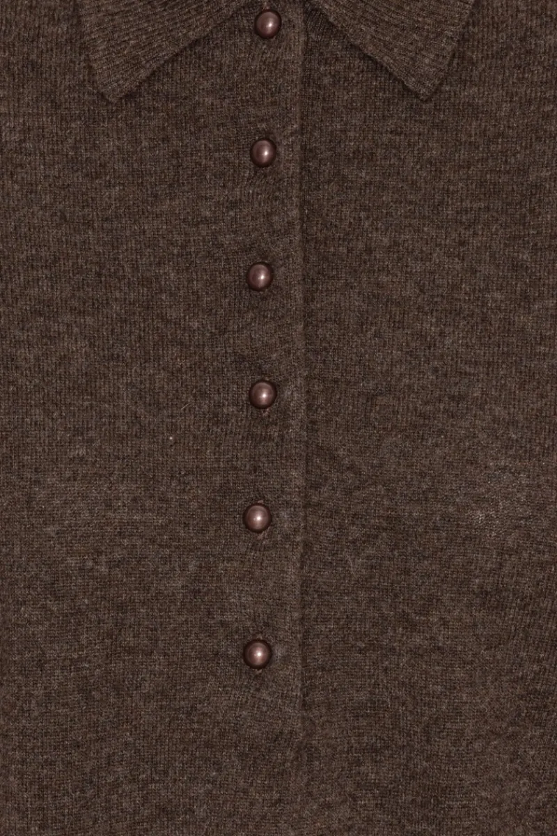 Tops-ROTATE Birger Christensen Knitted Polo Dark Brown Potting Soil color
