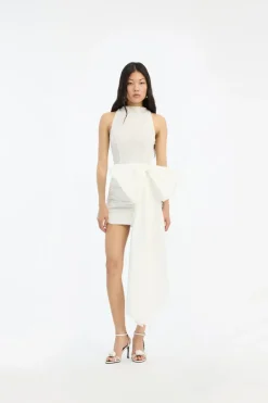 Bridal|Mini Dresses-ROTATE Birger Christensen Lace Mini Bow Dress White Egret color