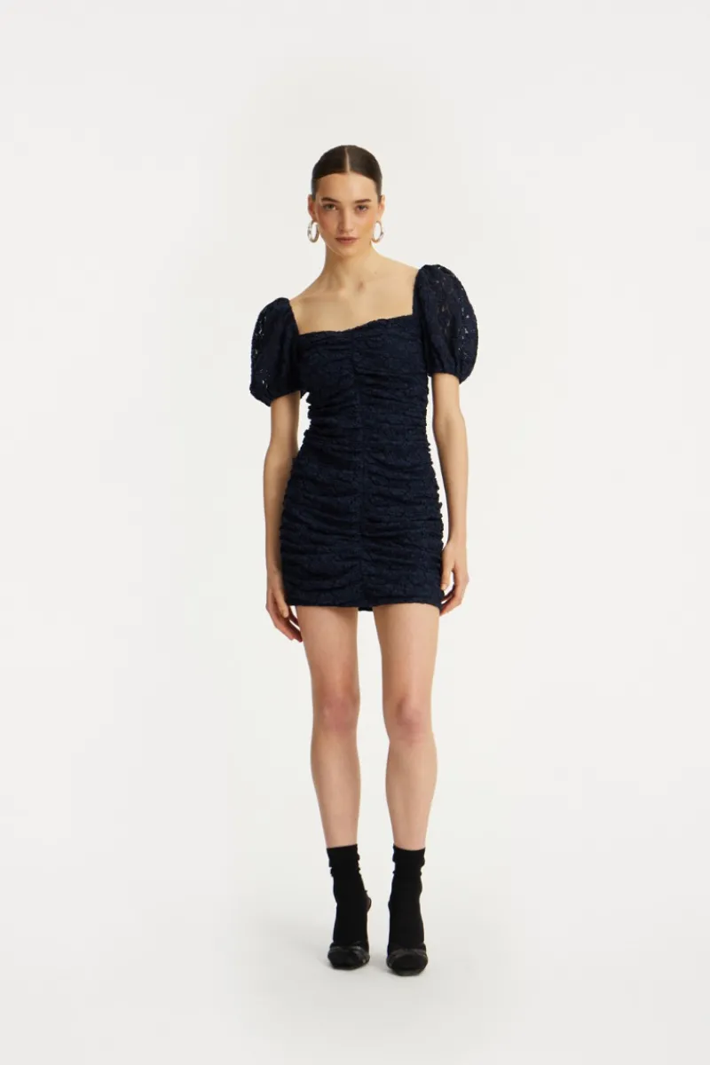 Dresses-ROTATE Birger Christensen Lace Mini Dress Dark Blue Navy Blazer color