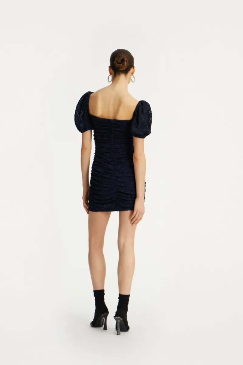 Dresses-ROTATE Birger Christensen Lace Mini Dress Dark Blue Navy Blazer color