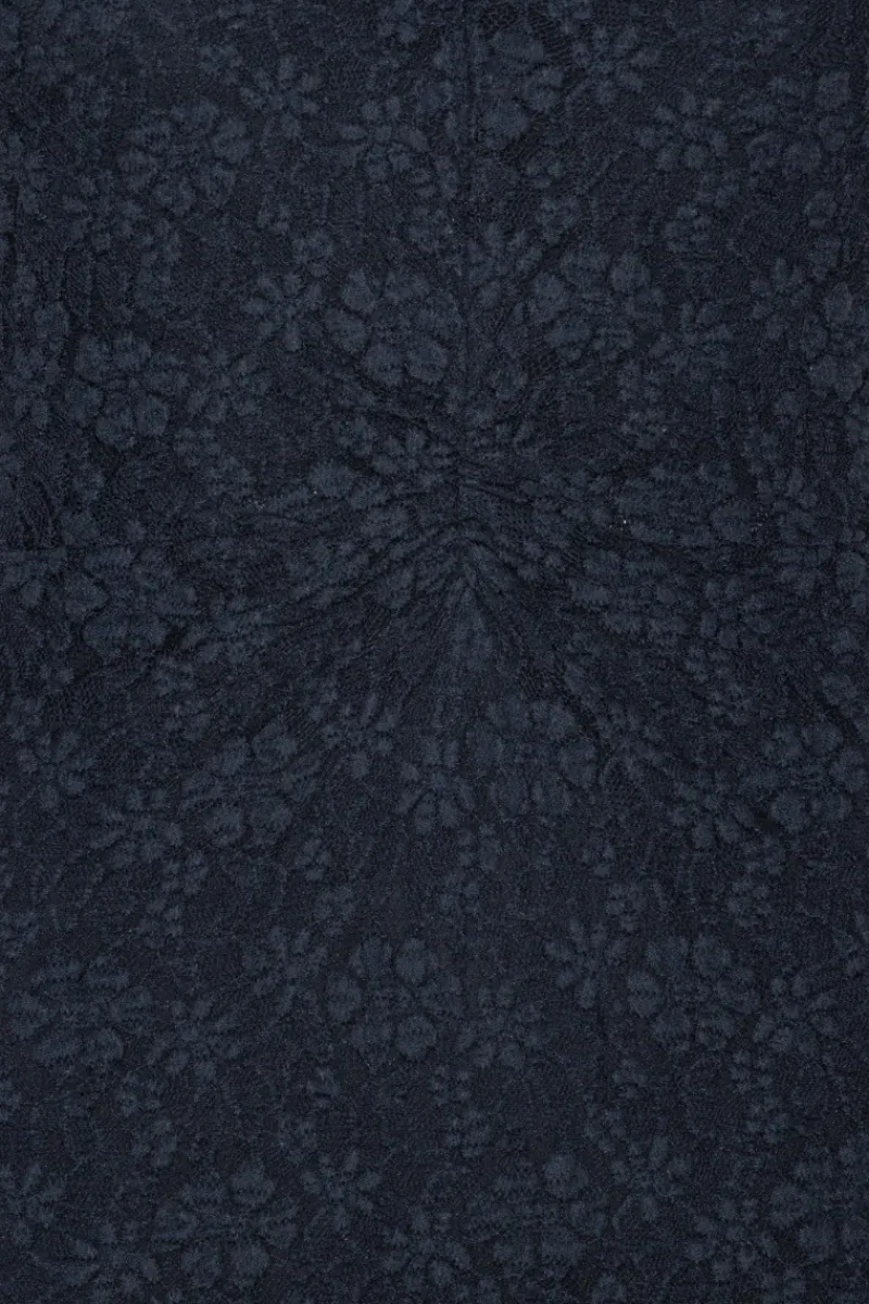 Midi Dresses|Dresses-ROTATE Birger Christensen Lace Puff Sleeve Dress Dark Blue Navy Blazer color