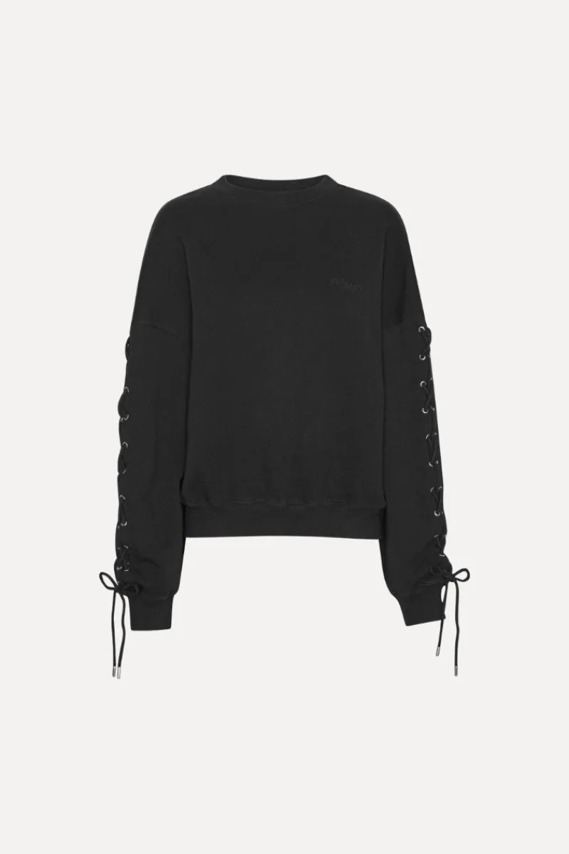 Tops-ROTATE Birger Christensen Lacing Crewneck Black Black color