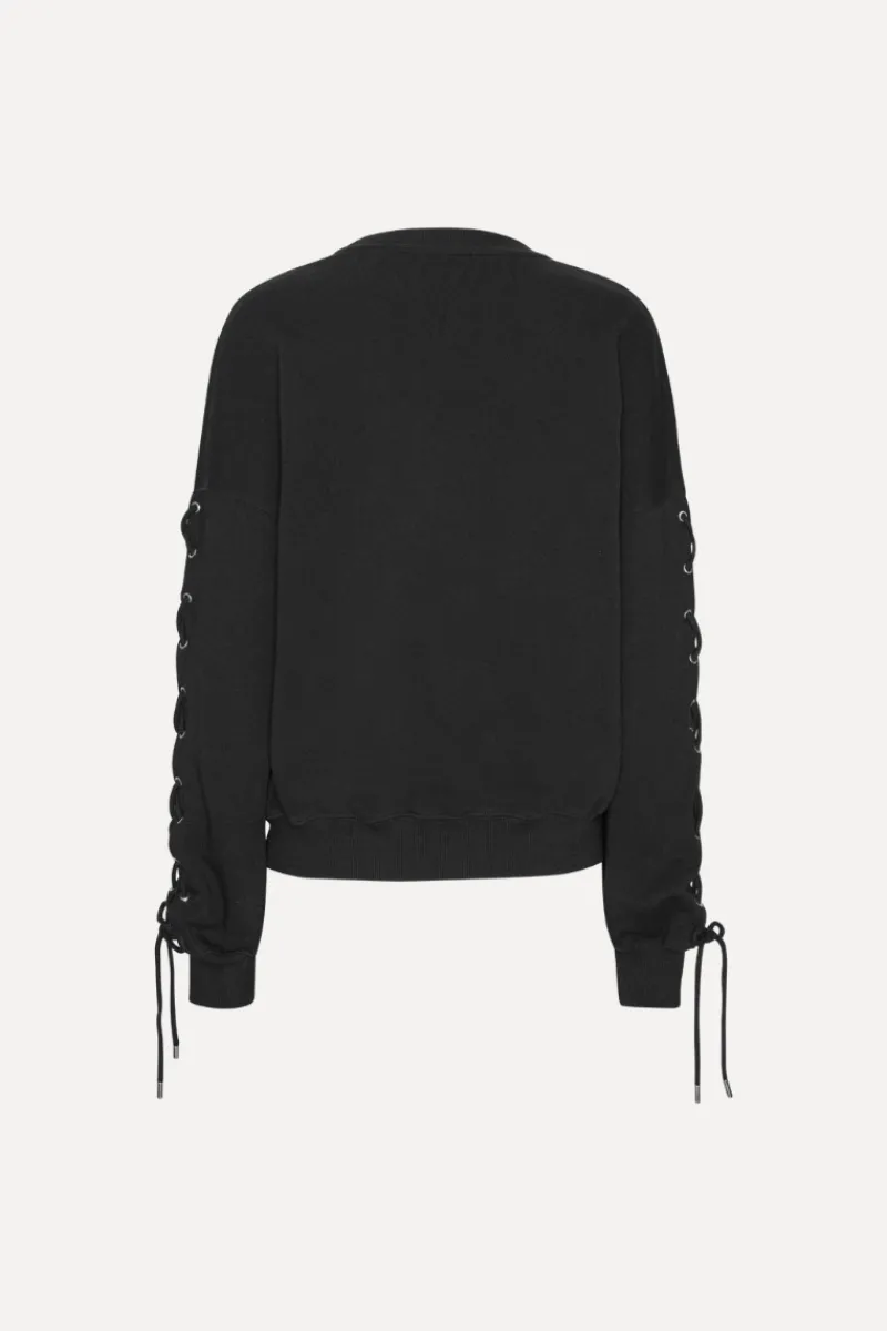 Tops-ROTATE Birger Christensen Lacing Crewneck Black Black color