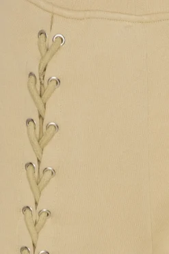 Pants-ROTATE Birger Christensen Lacing Sweatpants Beige Cornstalk color