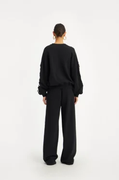 Pants-ROTATE Birger Christensen Lacing Sweatpants Black Black color