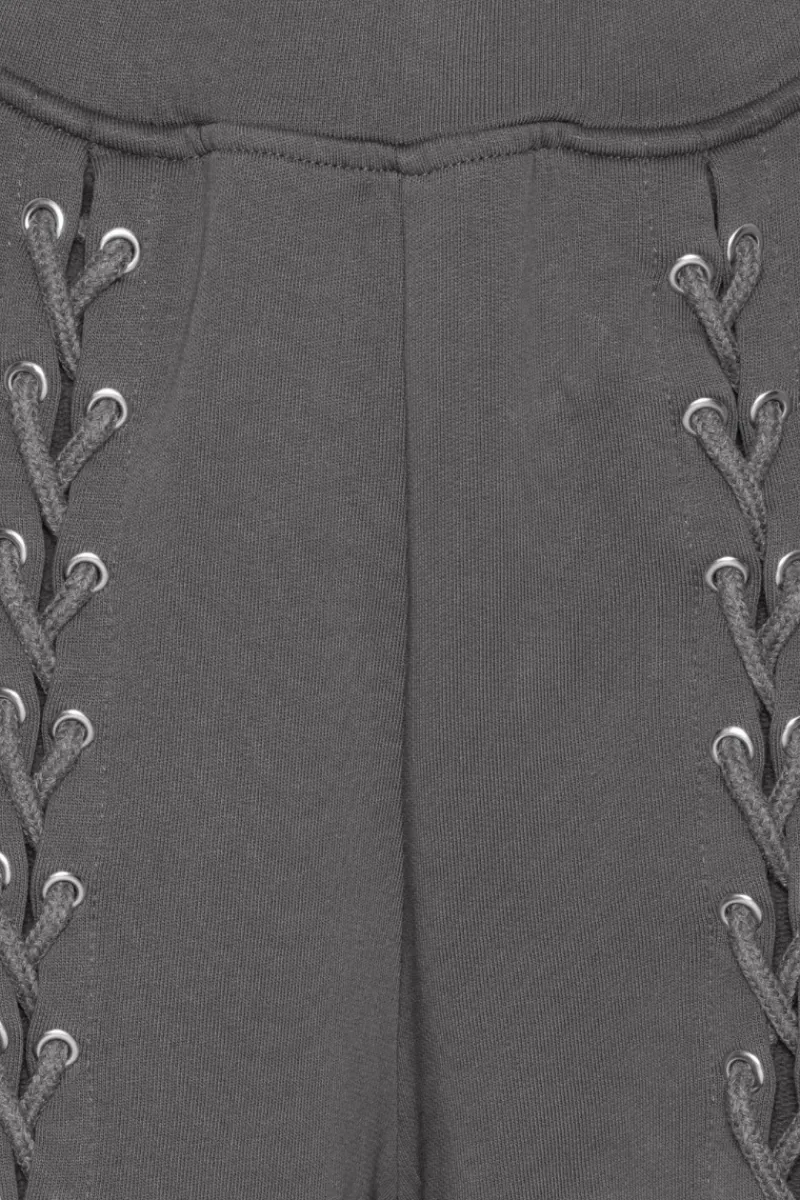 Pants-ROTATE Birger Christensen Lacing Sweatpants Dark Grey Gray Pinstripe color