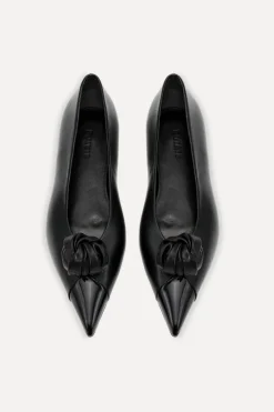 Shoes-ROTATE Birger Christensen Leather Knot Ballerina Black Black color