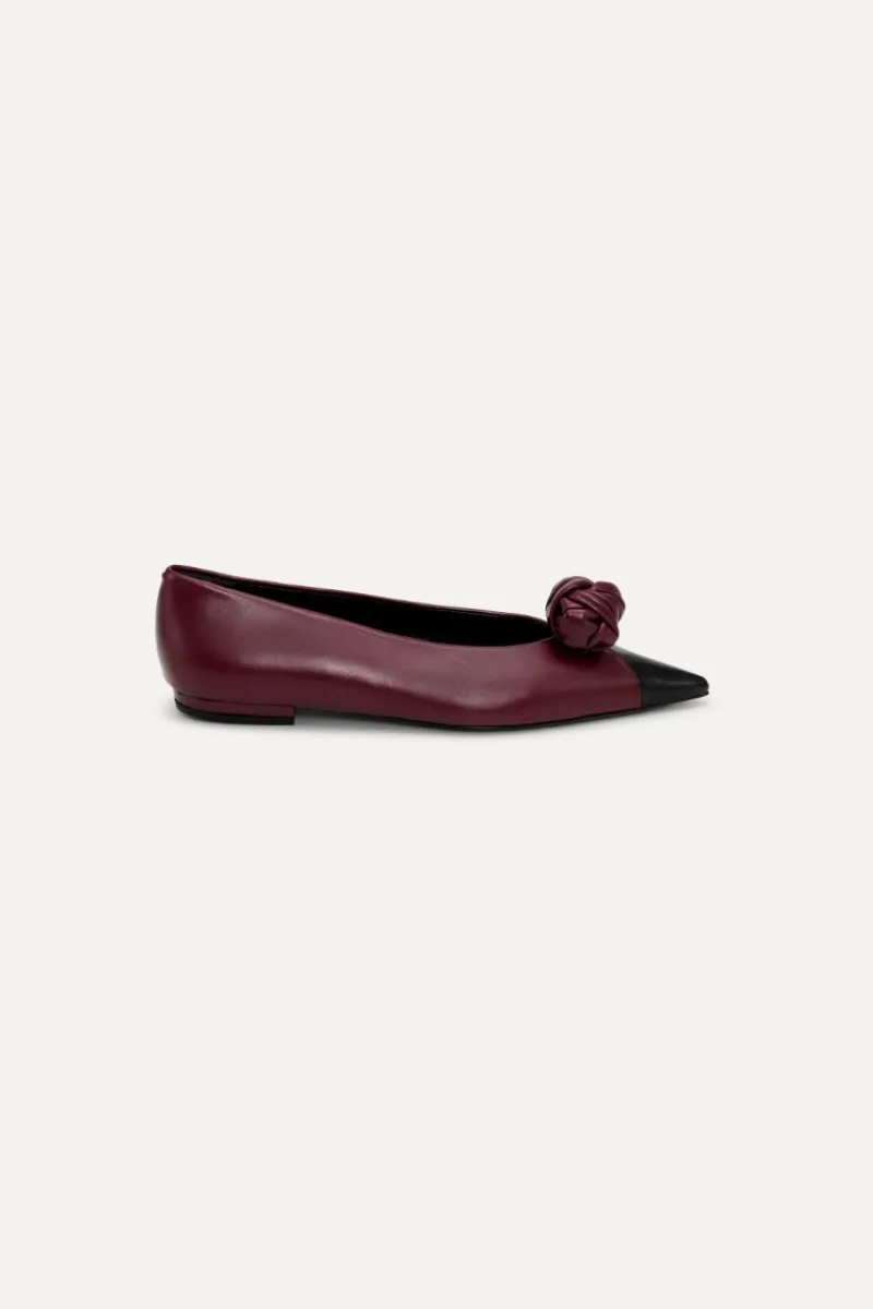 Shoes-ROTATE Birger Christensen Leather Knot Ballerina Burgundy Catawba Grape Comb. color