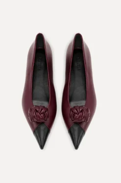 Shoes-ROTATE Birger Christensen Leather Knot Ballerina Burgundy Catawba Grape Comb. color