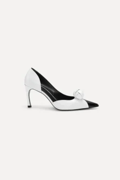 Shoes-ROTATE Birger Christensen Leather Knot Pump Bright White Bright White Comb. color