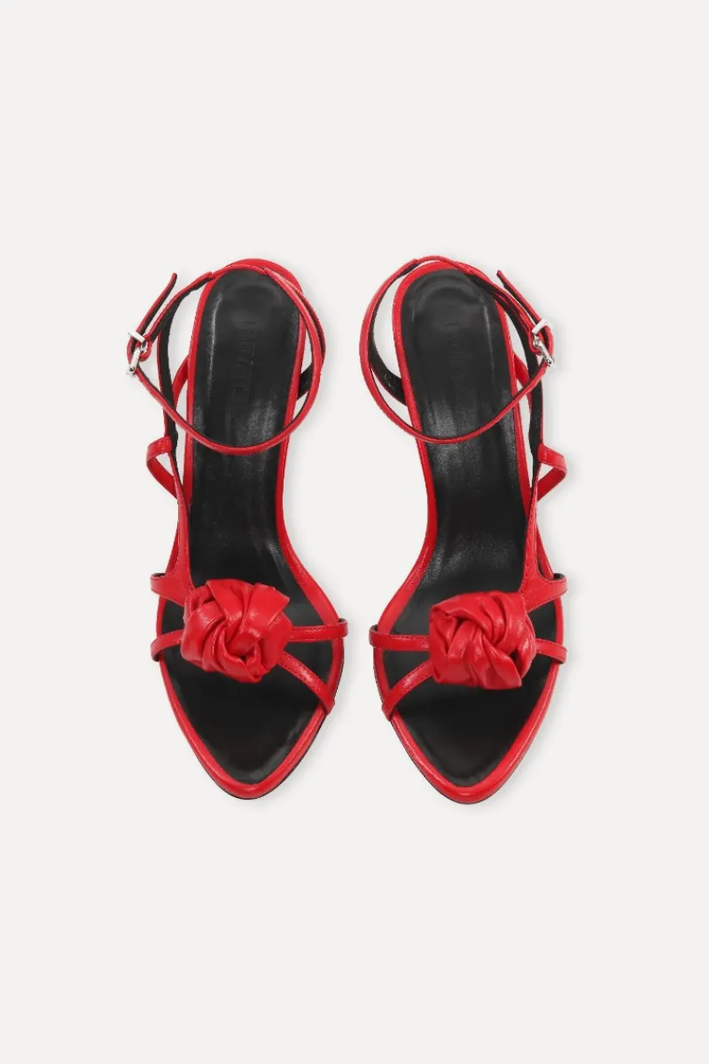 Shoes-ROTATE Birger Christensen Leather Knot Sandal Red Barbados Cherry color