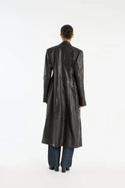 Outerwear-ROTATE Birger Christensen Leather Long Coat Black Black color