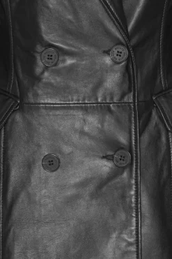 Outerwear-ROTATE Birger Christensen Leather Long Coat Black Black color