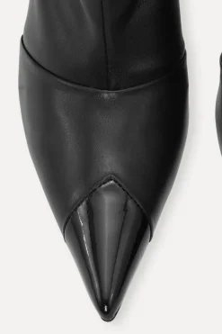 Shoes-ROTATE Birger Christensen Leather Pointed Toe Boot Black Black color