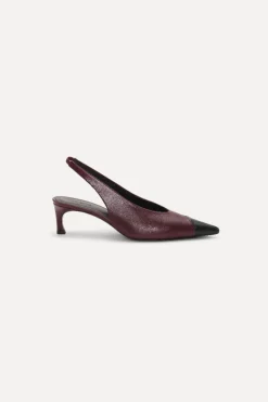 Shoes-ROTATE Birger Christensen Leather Slingback Pump Burgundy Catawba Grape Comb. color