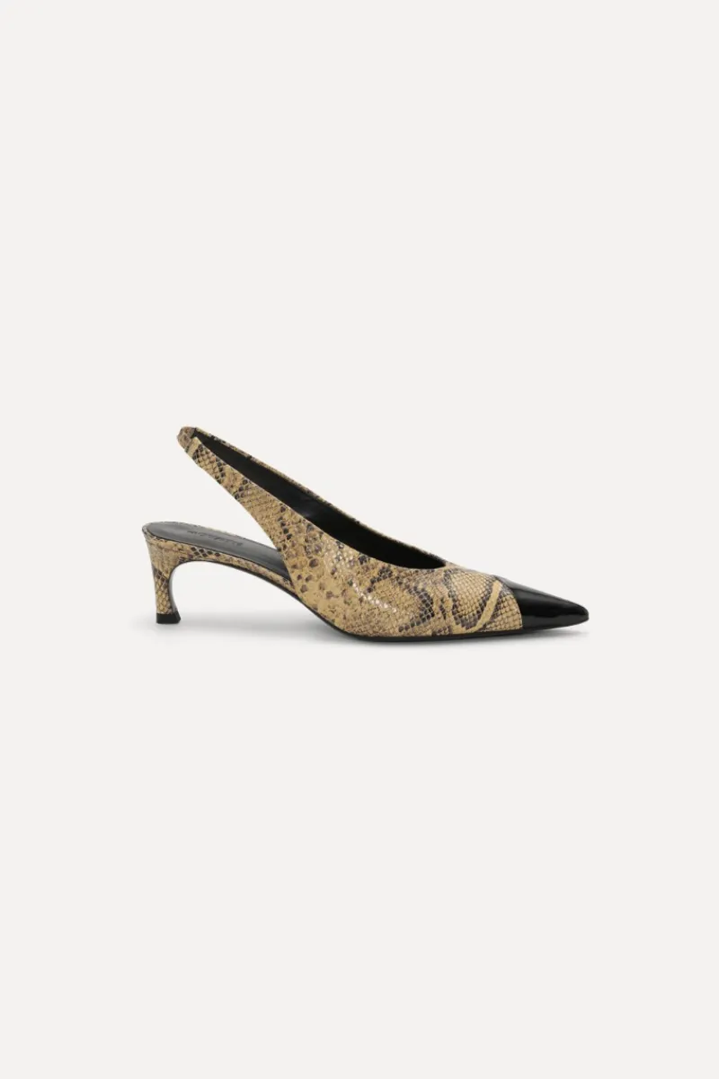 Shoes-ROTATE Birger Christensen Leather Slingback Pump Snake Jojoba Comb. color