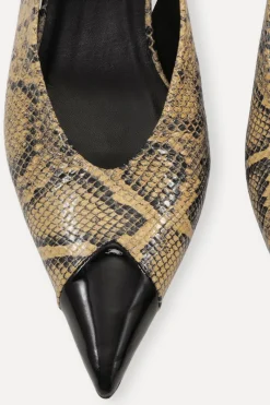 Shoes-ROTATE Birger Christensen Leather Slingback Pump Snake Jojoba Comb. color