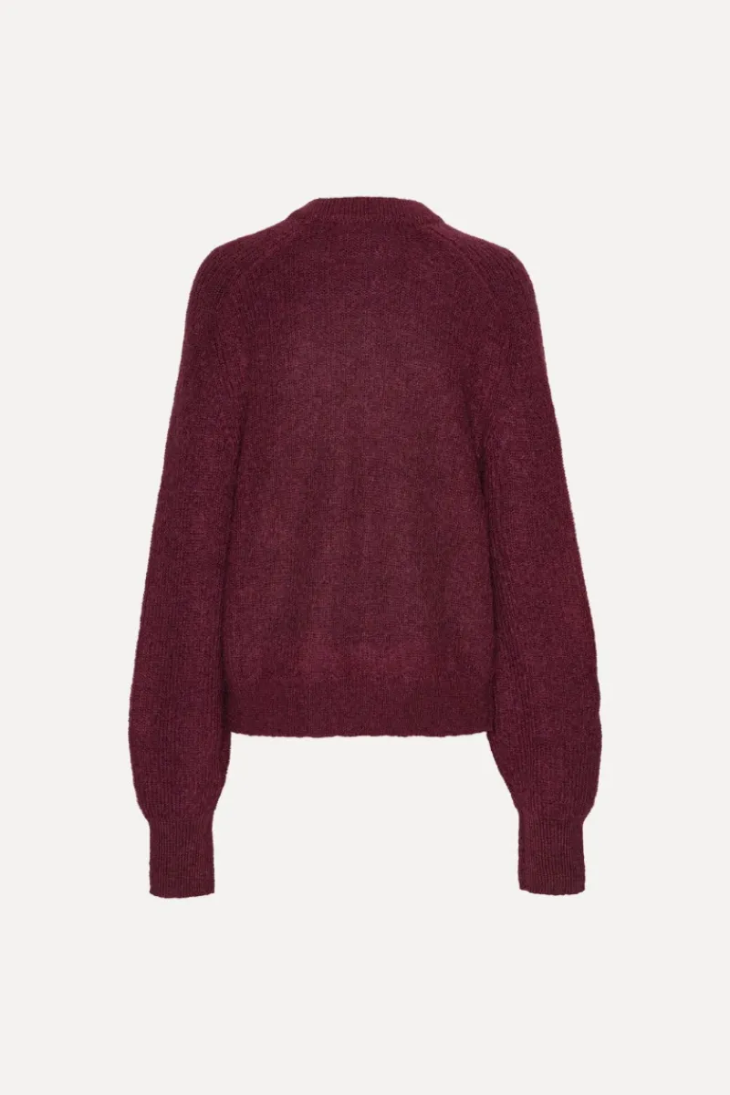 Knitwear|Tops-ROTATE Birger Christensen Light Knit Logo Sweater Bordeaux Zinfandelcolor