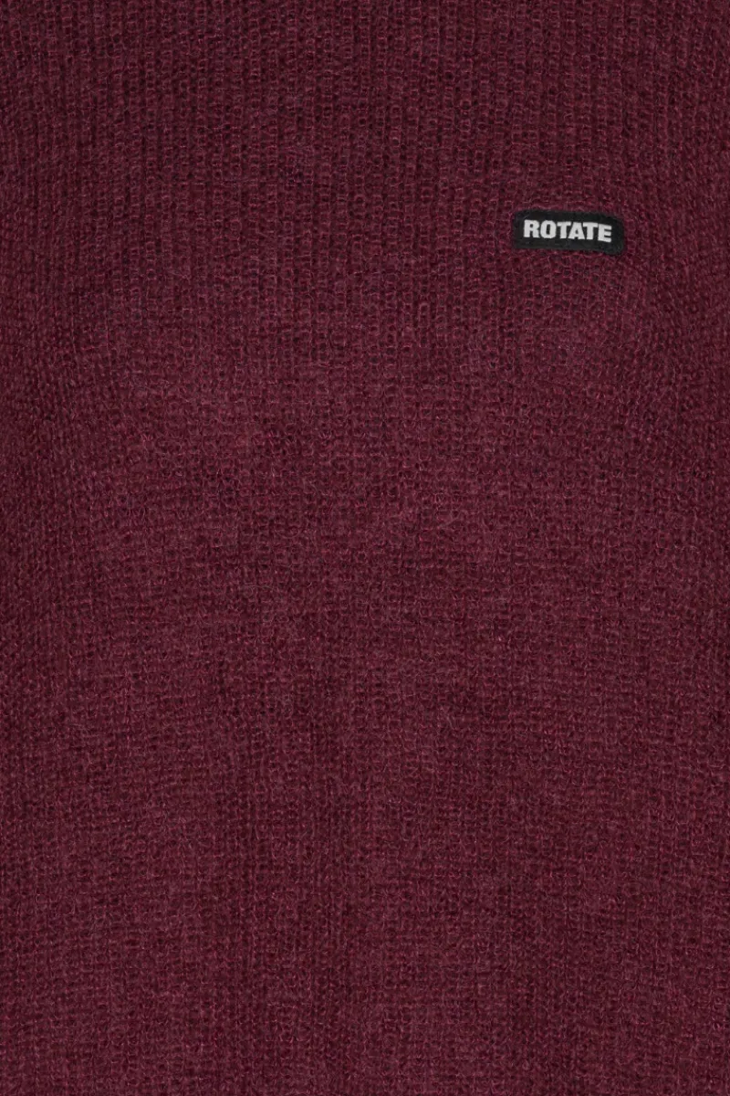 Knitwear|Tops-ROTATE Birger Christensen Light Knit Logo Sweater Bordeaux Zinfandelcolor