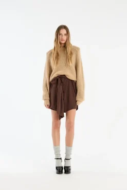 Knitwear-ROTATE Birger Christensen Light Knit Logo Sweater Beige Nougat color