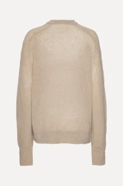 Knitwear-ROTATE Birger Christensen Light Knit Logo Sweater Beige Nougat color