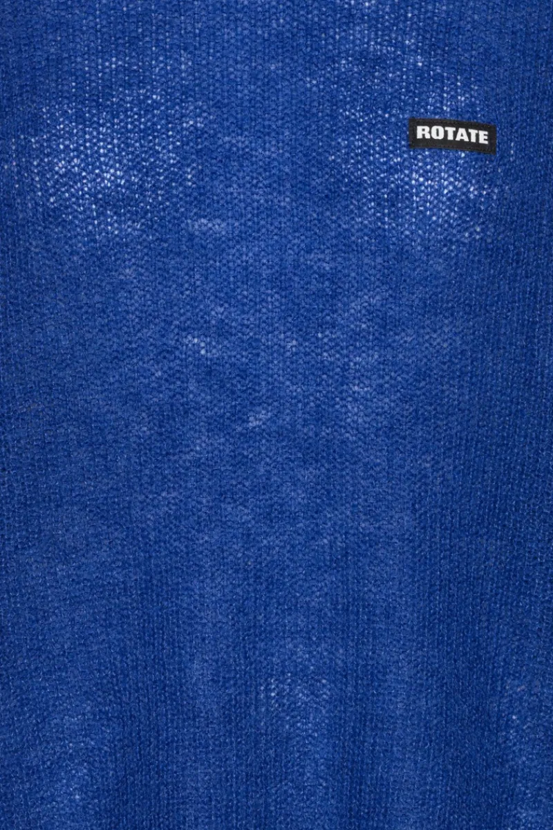 Knitwear|Tops-ROTATE Birger Christensen Light Knit Logo Sweater Dark Blue Mazarine Blue color