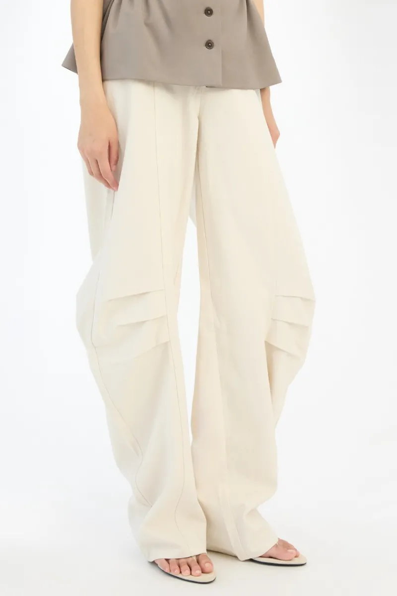 Pants-ROTATE Birger Christensen Linen Suiting Pants Cream Pumice Stone color