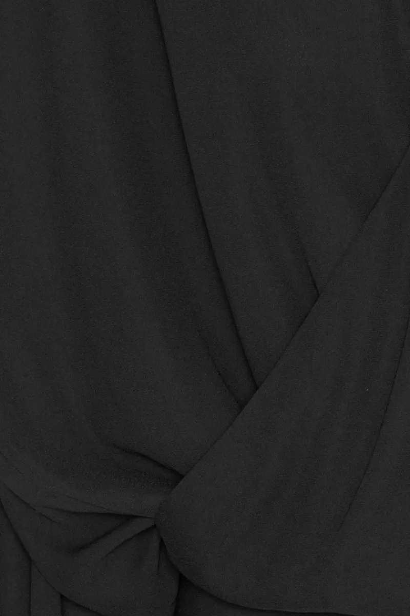 Tops-ROTATE Birger Christensen Long Sleeve V-neck Top Black Black color