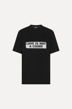 Tops-ROTATE Birger Christensen Love Is not A Crime T-shirt Black - Limited Edition Black color