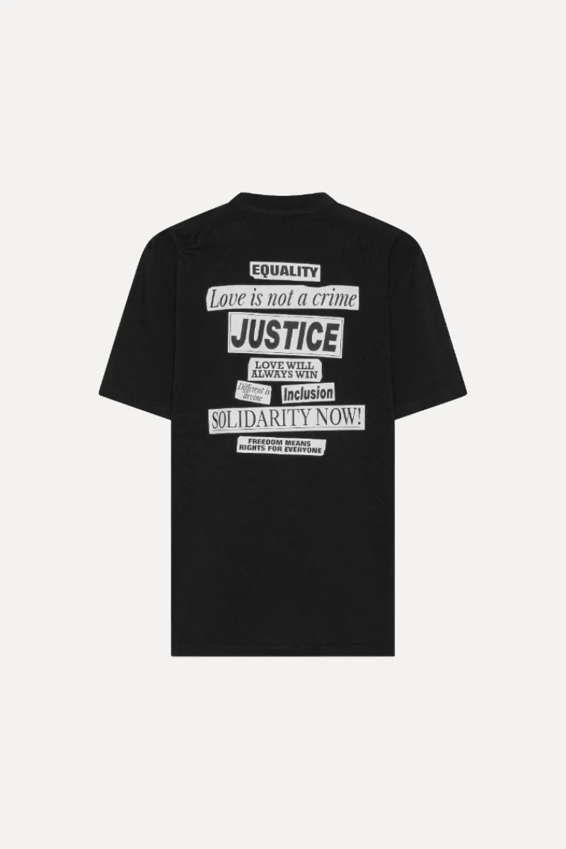 Tops-ROTATE Birger Christensen Love Is not A Crime T-shirt Black - Limited Edition Black color