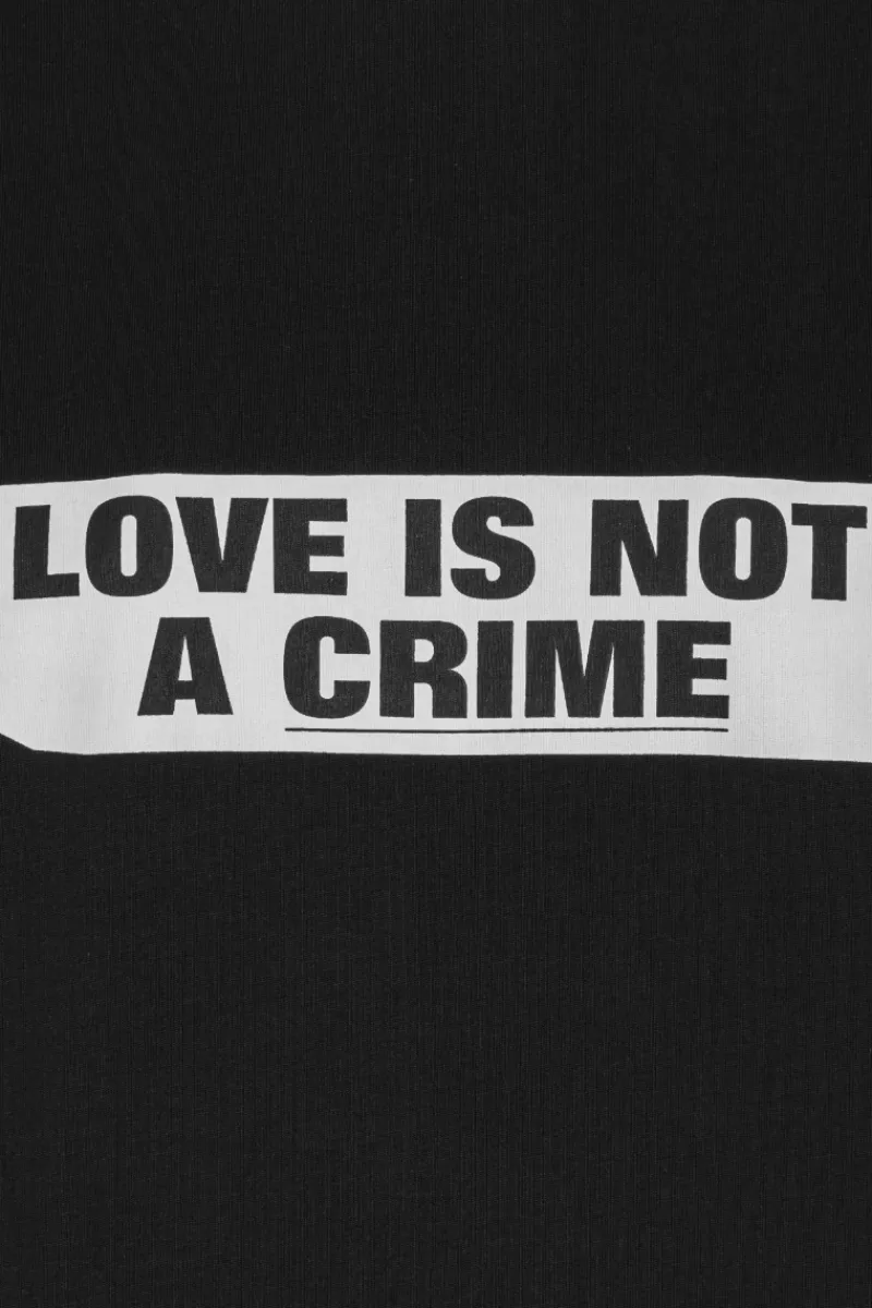 Tops-ROTATE Birger Christensen Love Is not A Crime T-shirt Black - Limited Edition Black color