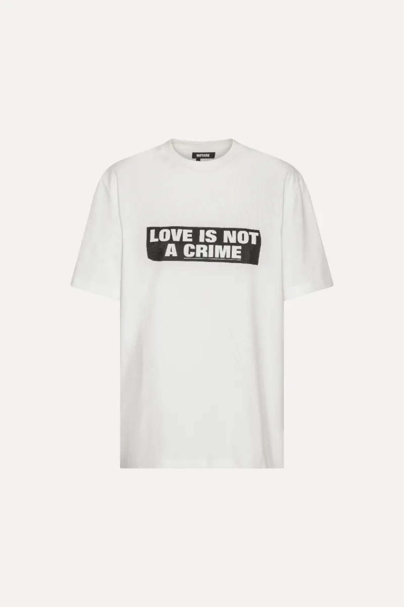 Tops-ROTATE Birger Christensen Love Is not A Crime T-shirt White - Limited Edition Bright White color