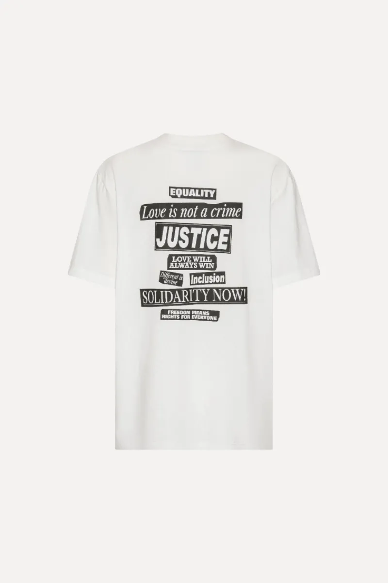 Tops-ROTATE Birger Christensen Love Is not A Crime T-shirt White - Limited Edition Bright White color