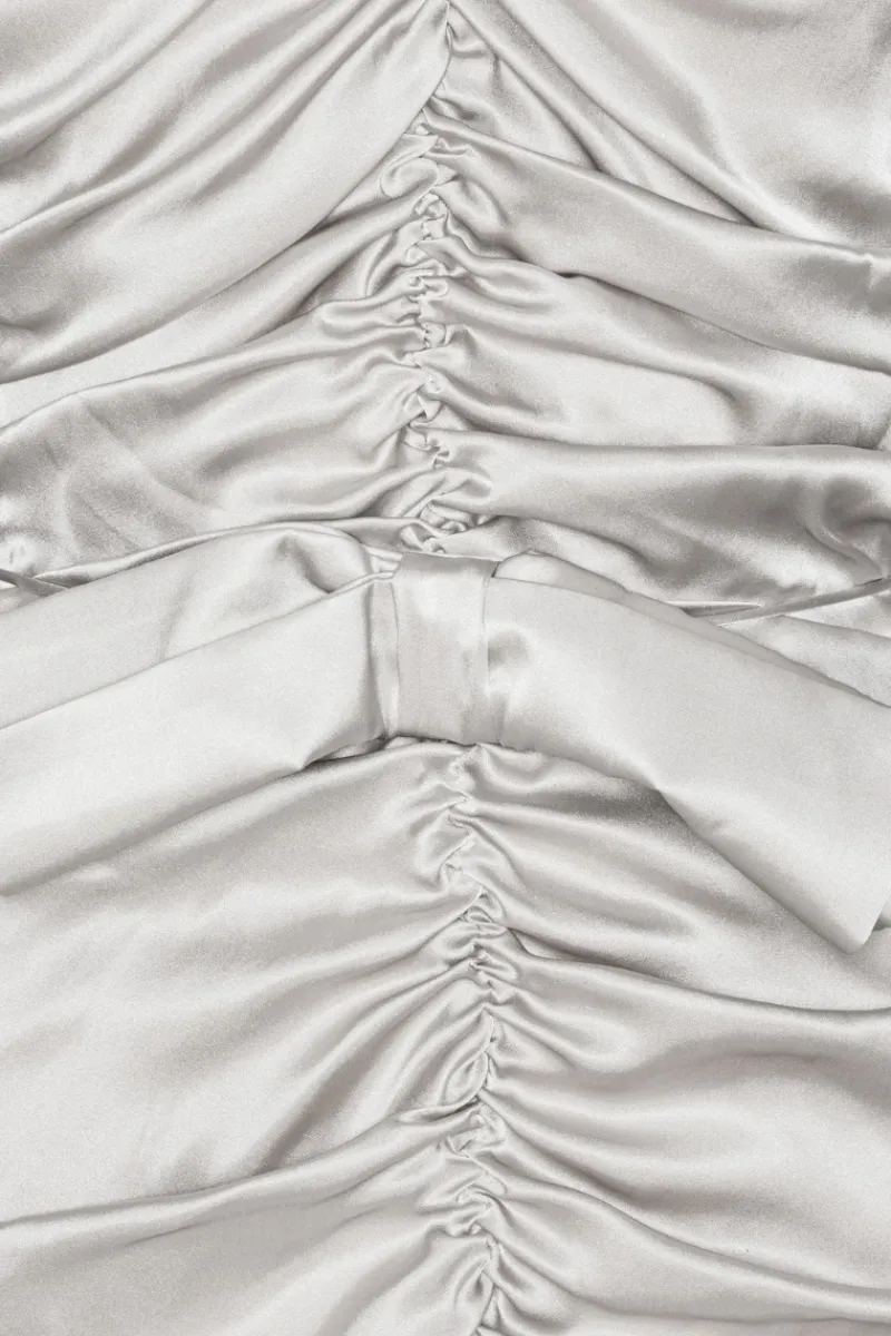 Mini Dresses|Dresses-ROTATE Birger Christensen Ls Mini Bow Dress Light Grey Ghost Gray color