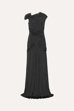 Maxi Dress|Dresses-ROTATE Birger Christensen Maxi Asymmetric Dress Black Black color