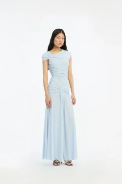 Maxi Dress|Dresses-ROTATE Birger Christensen Maxi Asymmetric Dress Light Blue Plein Air color