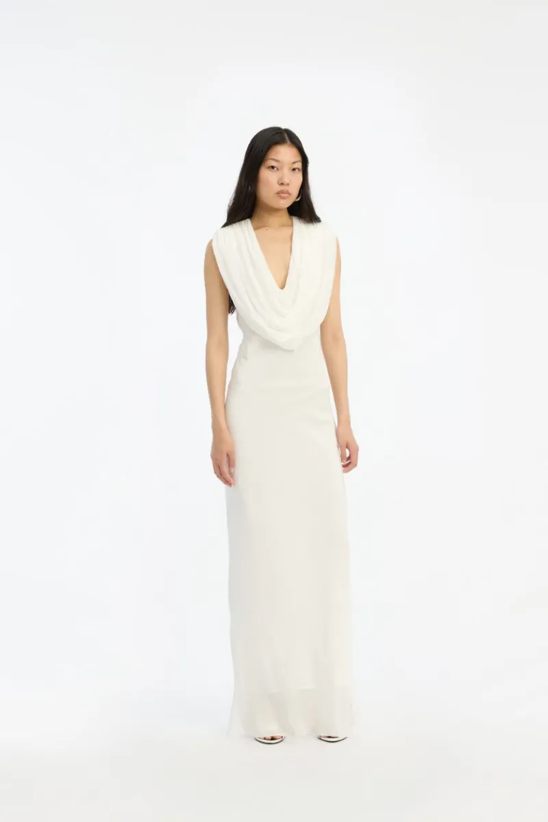 Bridal|Dresses-ROTATE Birger Christensen Maxi Waterfall Dress White Egret color