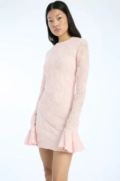 Mini Dresses|Dresses-ROTATE Birger Christensen Mesh Frill Mini Dress Light Pink Orchid Ice color