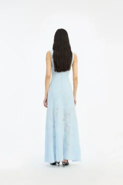 Maxi Dress|Dresses-ROTATE Birger Christensen Mesh Maxi Dress Blue Plein Air color