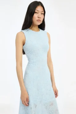 Maxi Dress|Dresses-ROTATE Birger Christensen Mesh Maxi Dress Blue Plein Air color