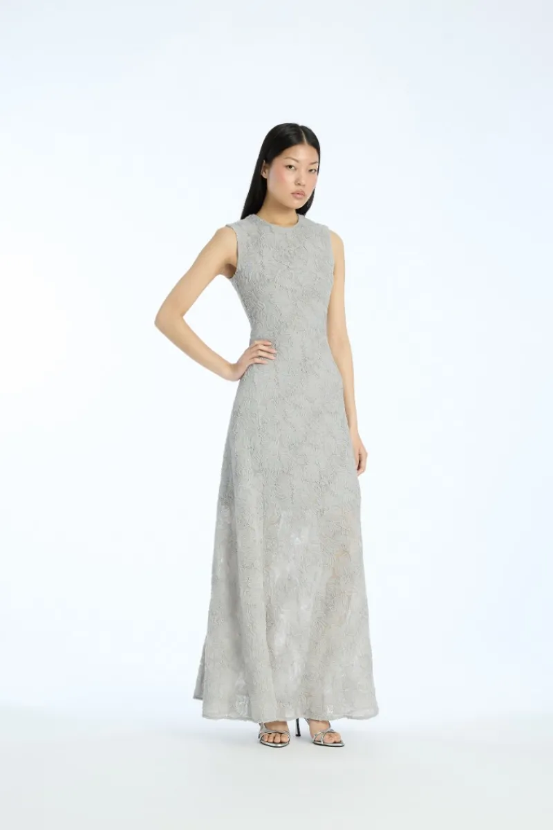 Maxi Dress|Dresses-ROTATE Birger Christensen Mesh Maxi Dress Grey Violet Gray Violet color