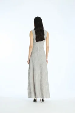 Maxi Dress|Dresses-ROTATE Birger Christensen Mesh Maxi Dress Grey Violet Gray Violet color