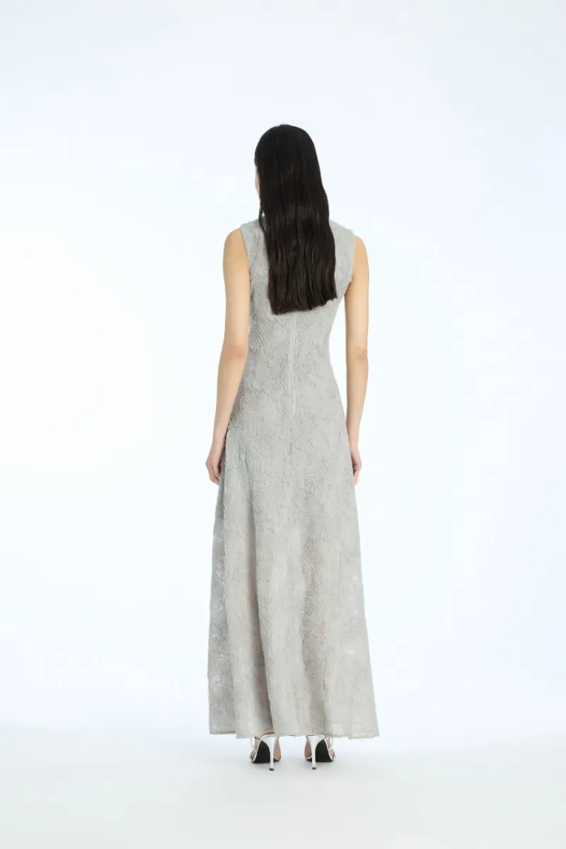 Maxi Dress|Dresses-ROTATE Birger Christensen Mesh Maxi Dress Grey Violet Gray Violet color