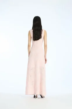 Maxi Dress|Dresses-ROTATE Birger Christensen Mesh Maxi Dress Light Pink Orchid Ice color