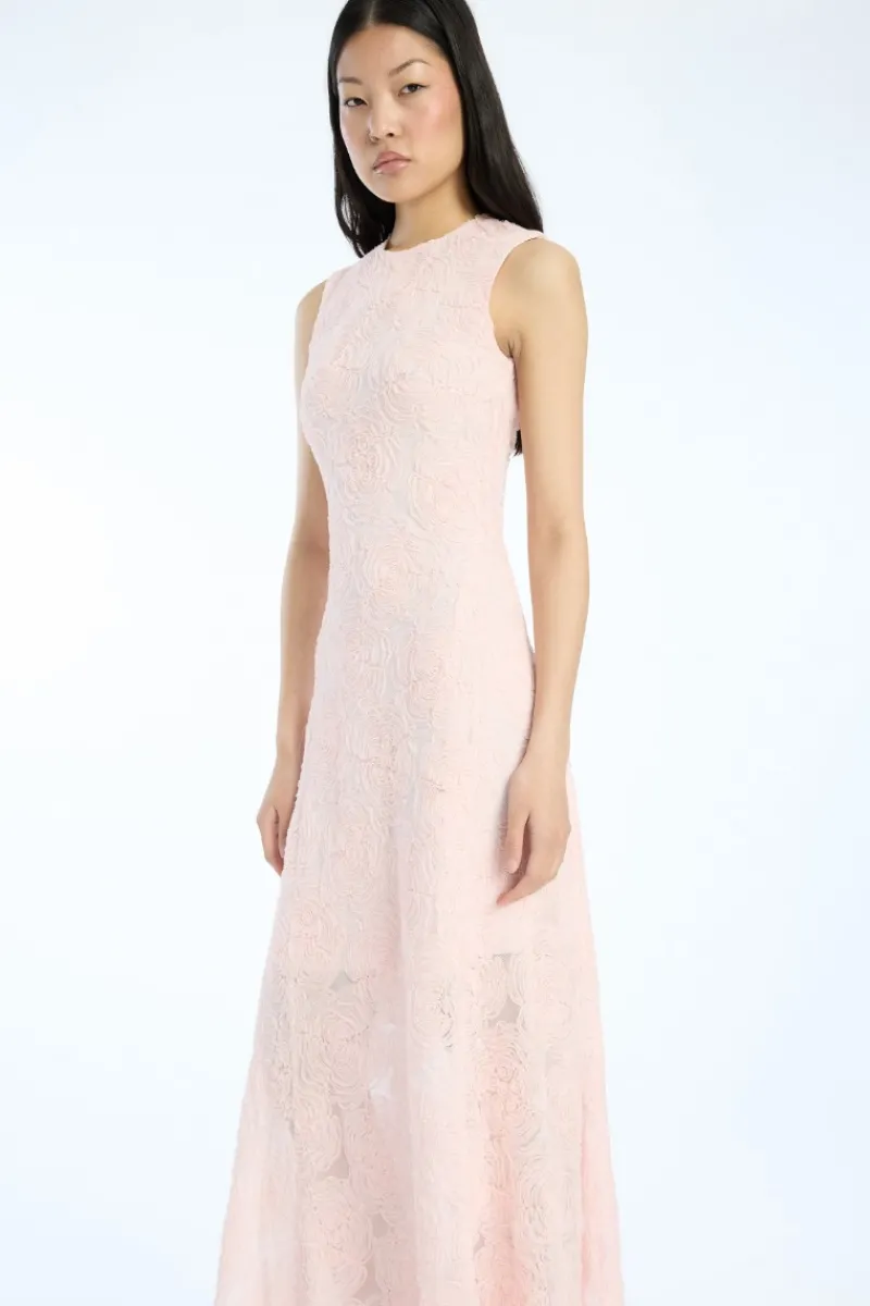 Maxi Dress|Dresses-ROTATE Birger Christensen Mesh Maxi Dress Light Pink Orchid Ice color