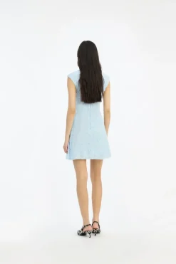 Mini Dresses|Dresses-ROTATE Birger Christensen Mesh Mini Dress Blue Plein Air color
